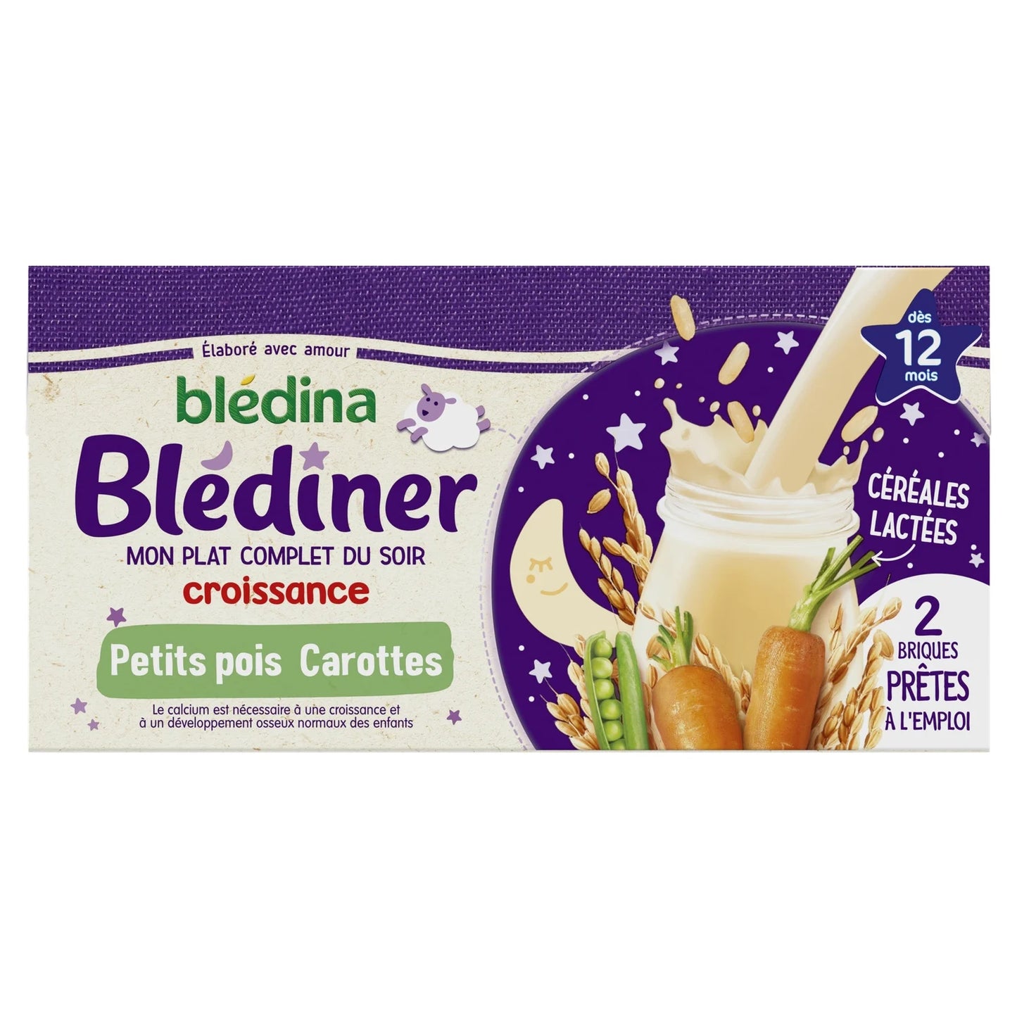 Cereals for babies from 12 months Carrots Peas Blédiner Croissance BLEDINA