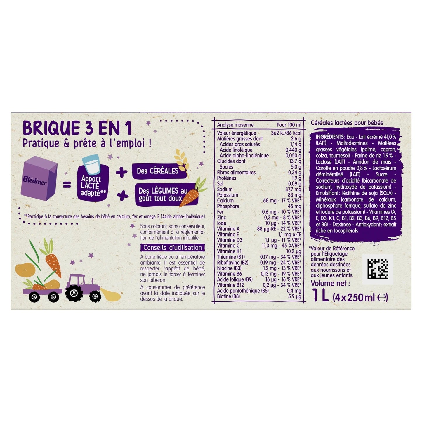 Cereal dinner baby from 6 months Carrot Flavor Blédiner BLEDINA