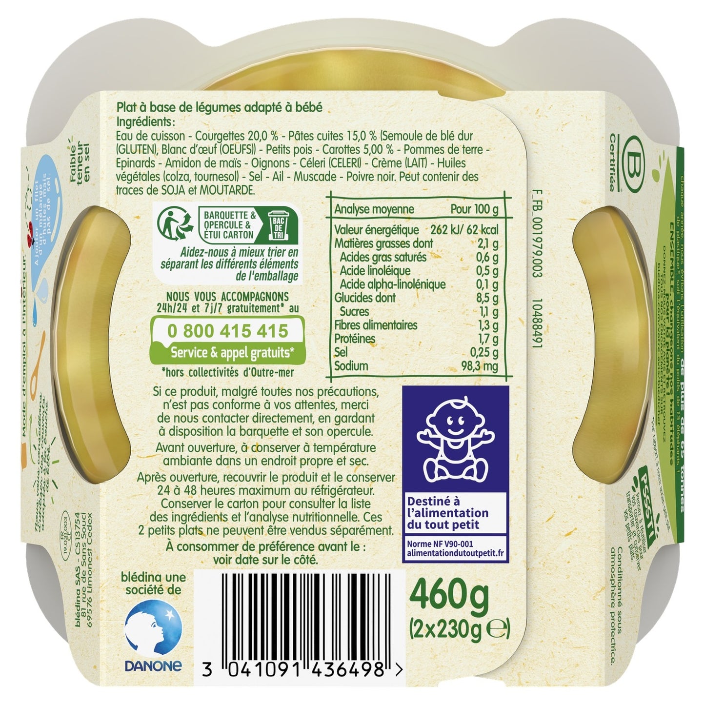 Baby dish from 12 months Zucchini melted with Macaroni Blédichef BLEDINA