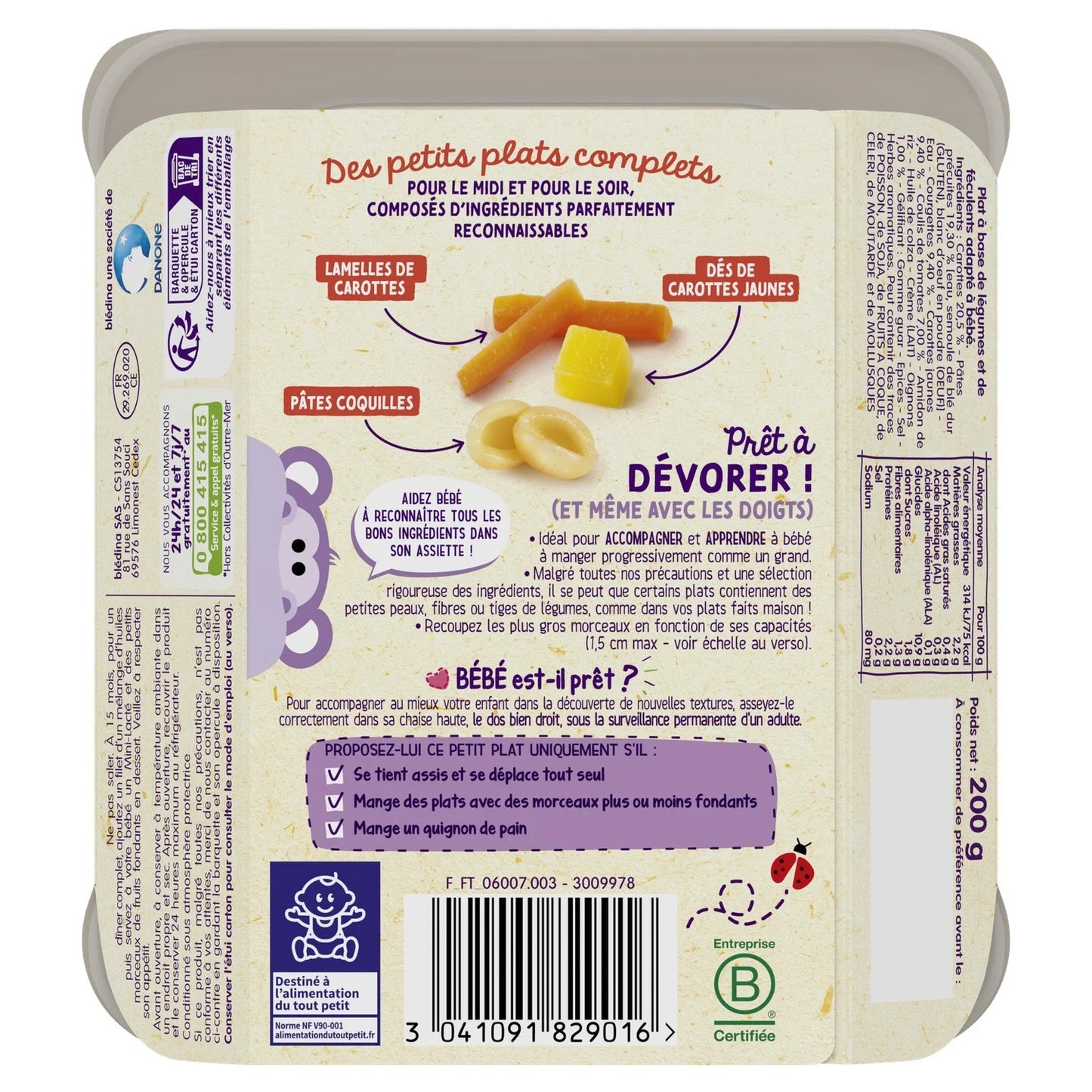 Meals for babies (from 15 months) Provençal Vegetable Chunks BLEDINA Pasta