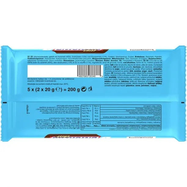 Snickers Crisp Chocolat Bar x5 200g