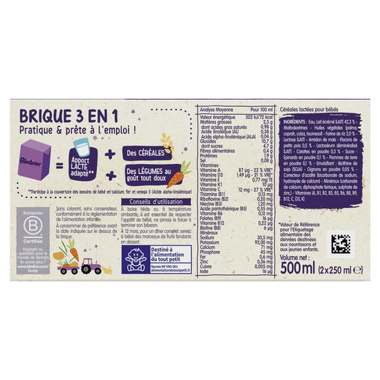 Cereals for babies from 12 months Carrots Peas Blédiner Croissance BLEDINA