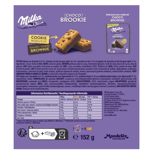 MILKA Choco Brookie soft chocolate chip cookies 152g