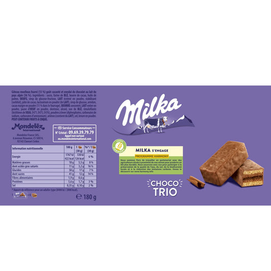MILKA Choco Trio chocolate-filled cakes 180g